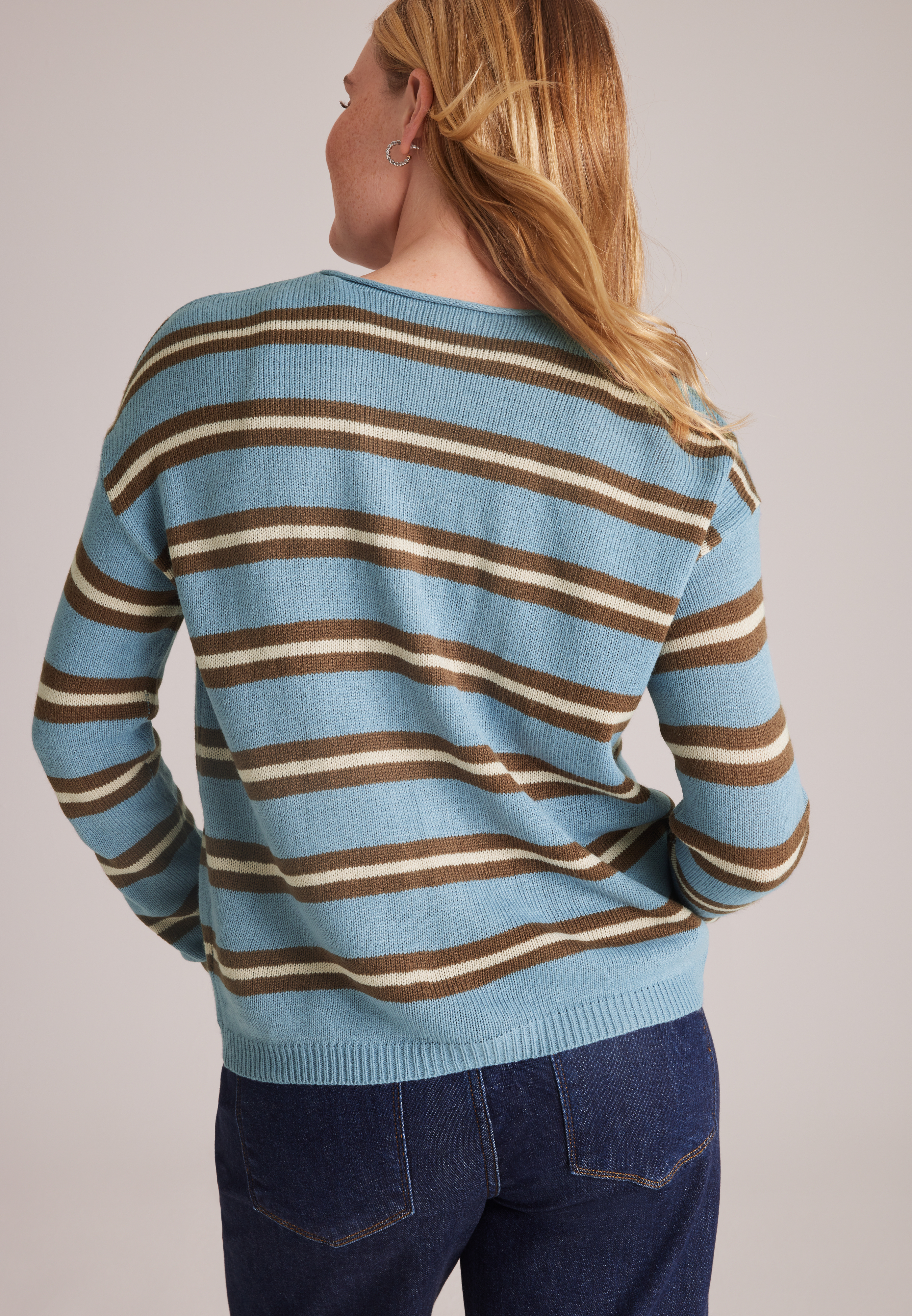 Striped Button Front Cardigan, C9905, large
