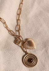 Gold Mixed Charm Tiger Eye Necklace, C605, small