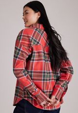 Cotton Flannel Plaid Button Front Shirt, C1859, small