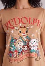 Rudolph Let Your Red Nose Glow Classic Fit Graphic Tee, AMPHORA, small