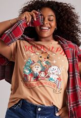 Plus Size Rudolph Let Your Red Nose Glow Classic Fit Graphic Tee, AMPHORA, small