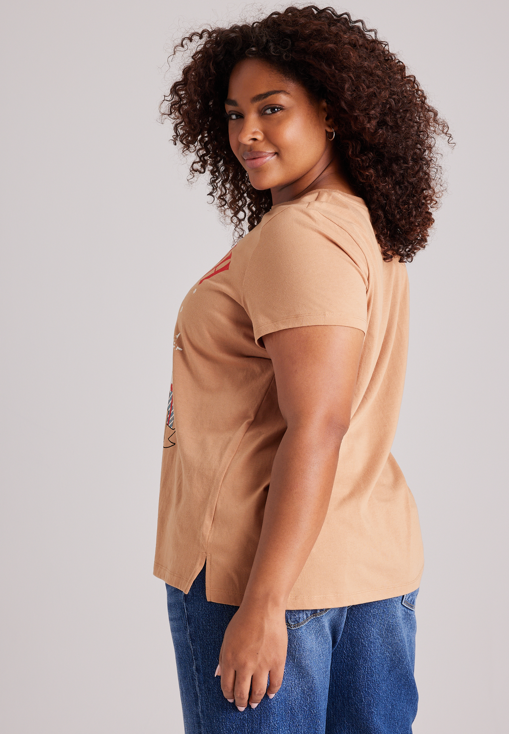 Plus Size Rudolph Let Your Red Nose Glow Classic Fit Graphic Tee, AMPHORA, large