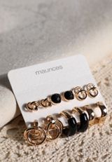 Black And Gold Mixed Earring Set, C605, small
