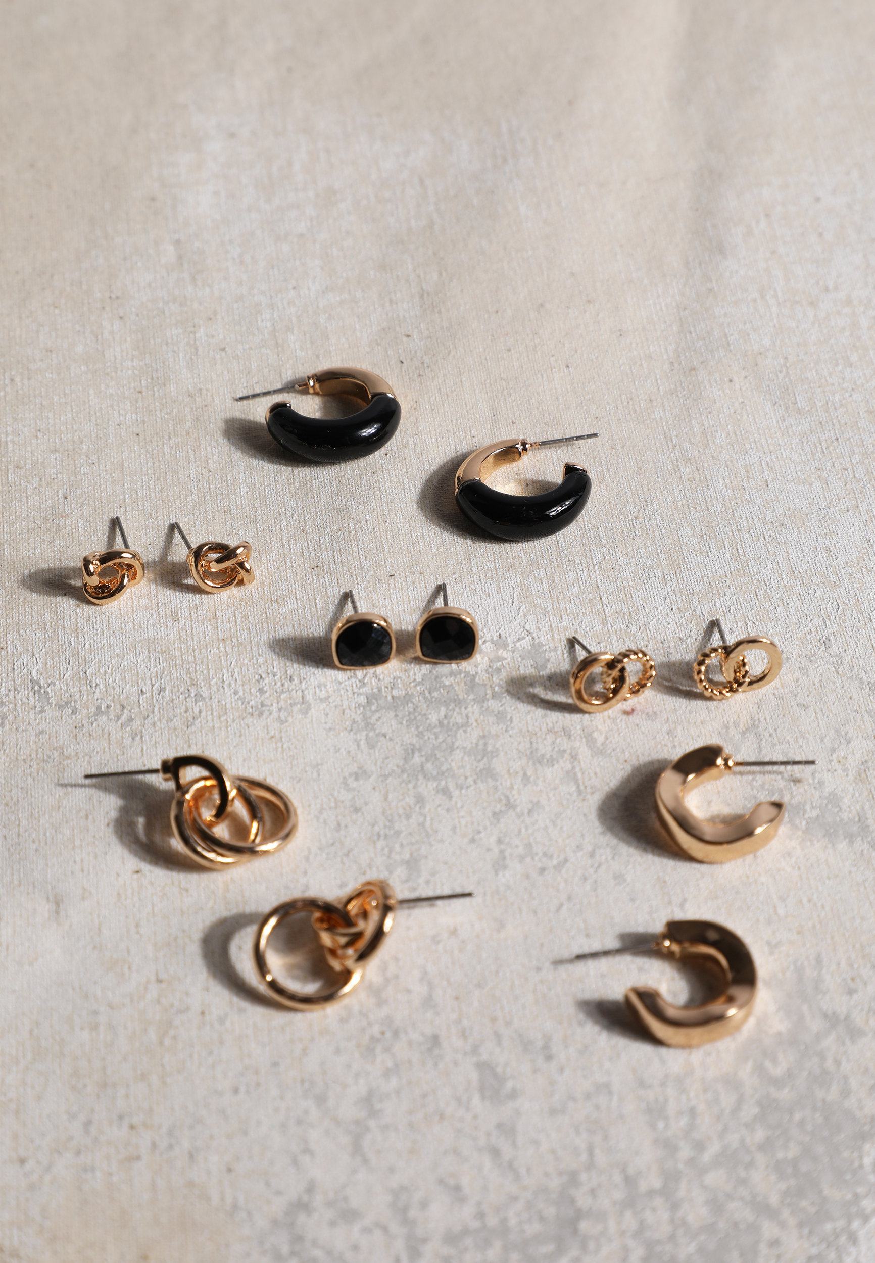 Black And Gold Mixed Earring Set, C605, large