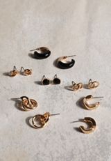 Black And Gold Mixed Earring Set, C605, small