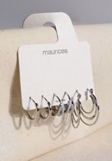 Silver And Blue Mixed Hoop Earring Set, C431, small
