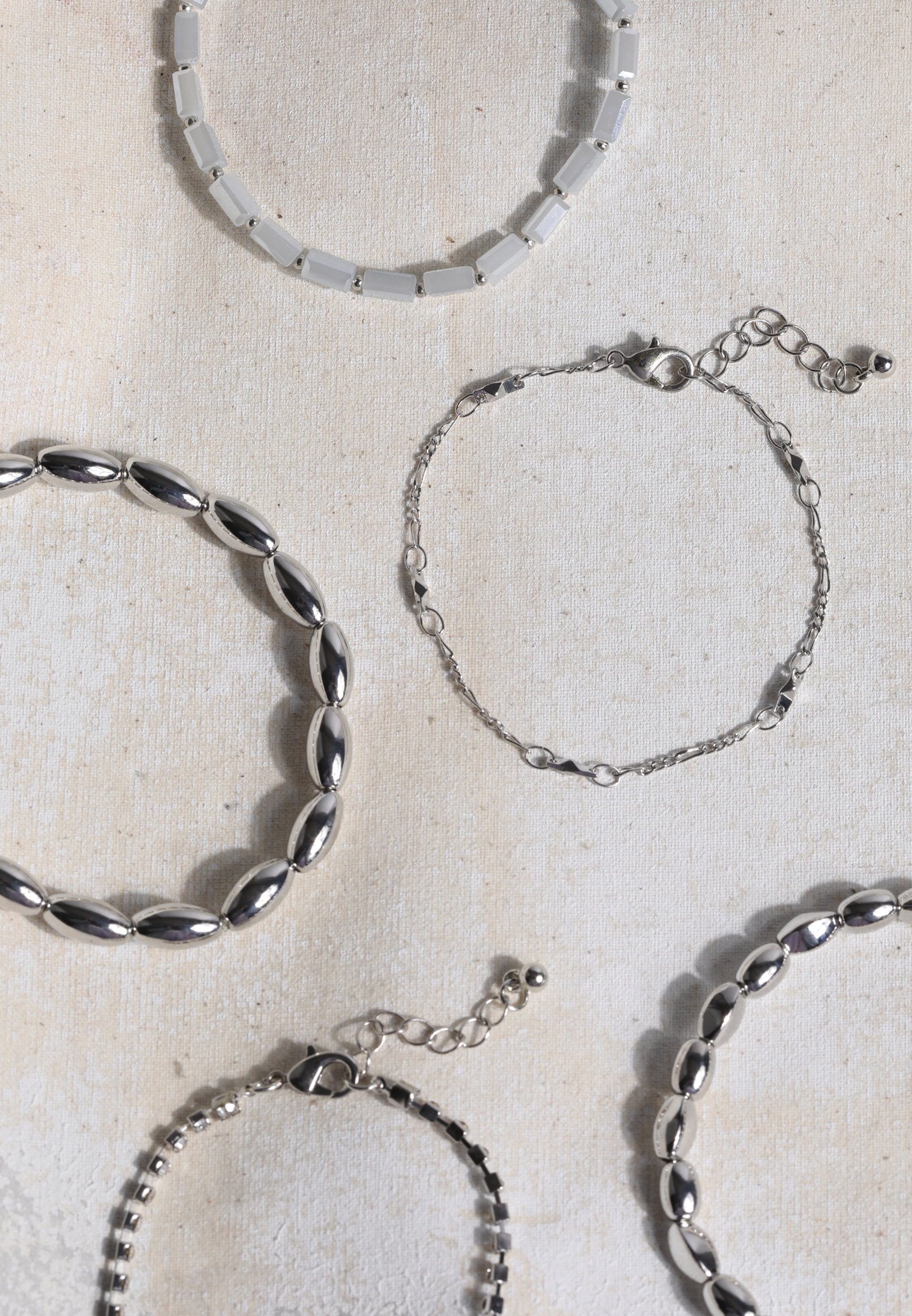 Silver And Light Blue Mixed Bracelet Set, C431, large