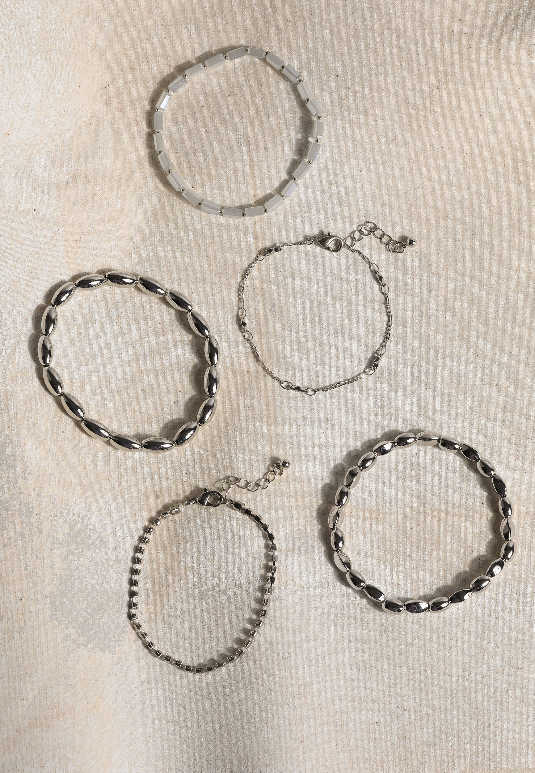 Silver And Light Blue Mixed Bracelet Set, C431, large