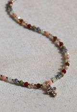 Gold Mini Beaded Cross Necklace, C605, small