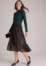High Rise Chiffon Midi Skirt, C1756, small