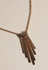 Gold Textured Fringe Pendant Necklace, C605, small