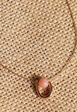 Pink Bead Open Oval Pendant Necklace, C605, small