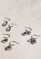 Silver Mixed Charm Hoop Earring Set, C431, small