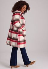Plus Size Red Plaid Dress Coat, C5679, small