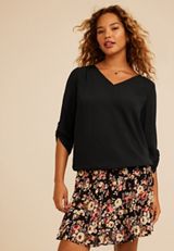 Atwood 3/4 Bubble Hem Blouse, C106, small