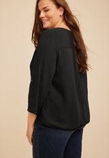 Plus Size Atwood 3/4 Bubble Hem Blouse, C106, small