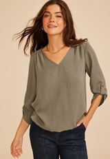 Atwood 3/4 Bubble Hem Blouse, C6170, small