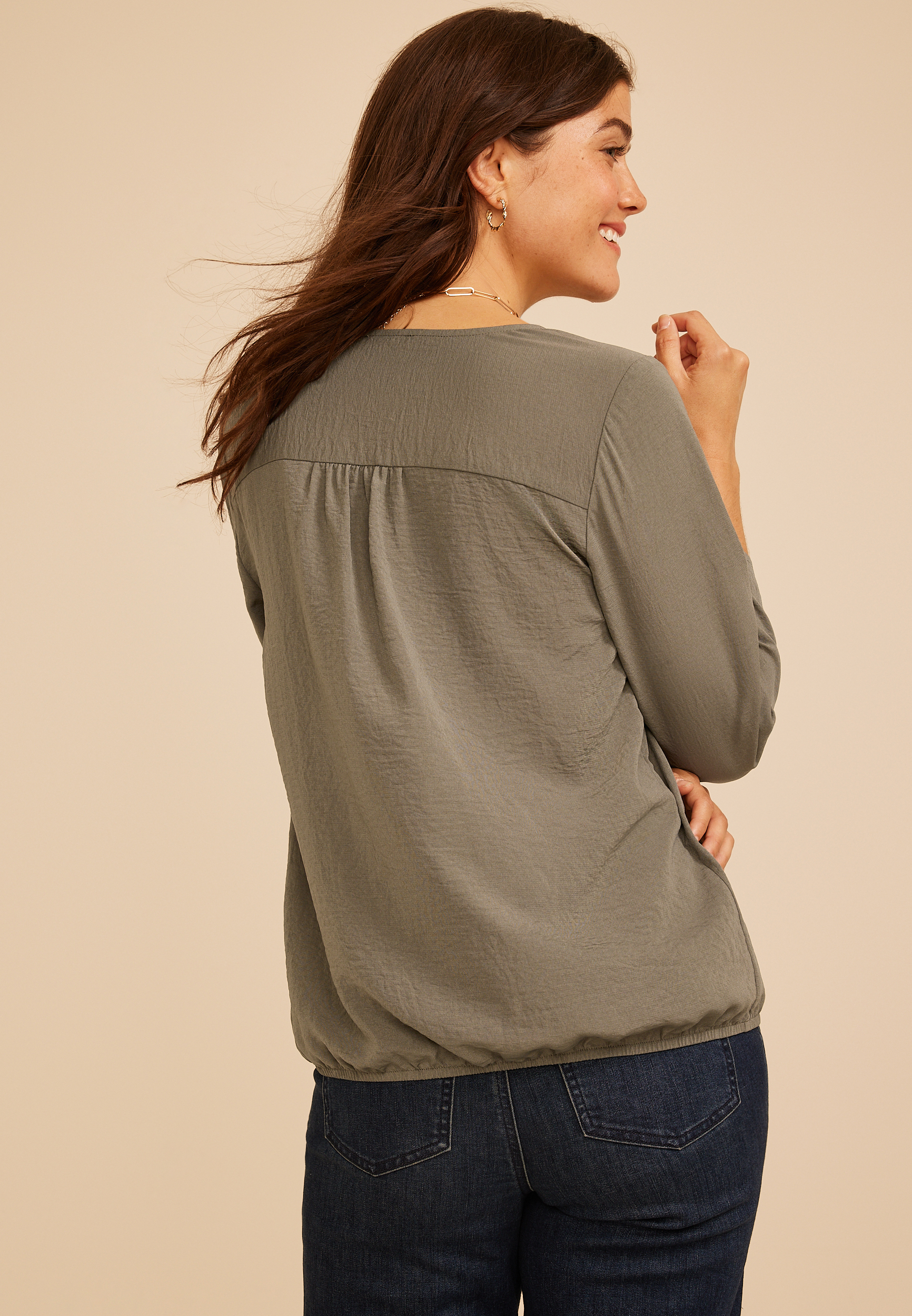 Atwood 3/4 Bubble Hem Blouse, C6170, large