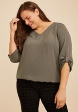 Plus Size Atwood 3/4 Bubble Hem Blouse, C6170, small