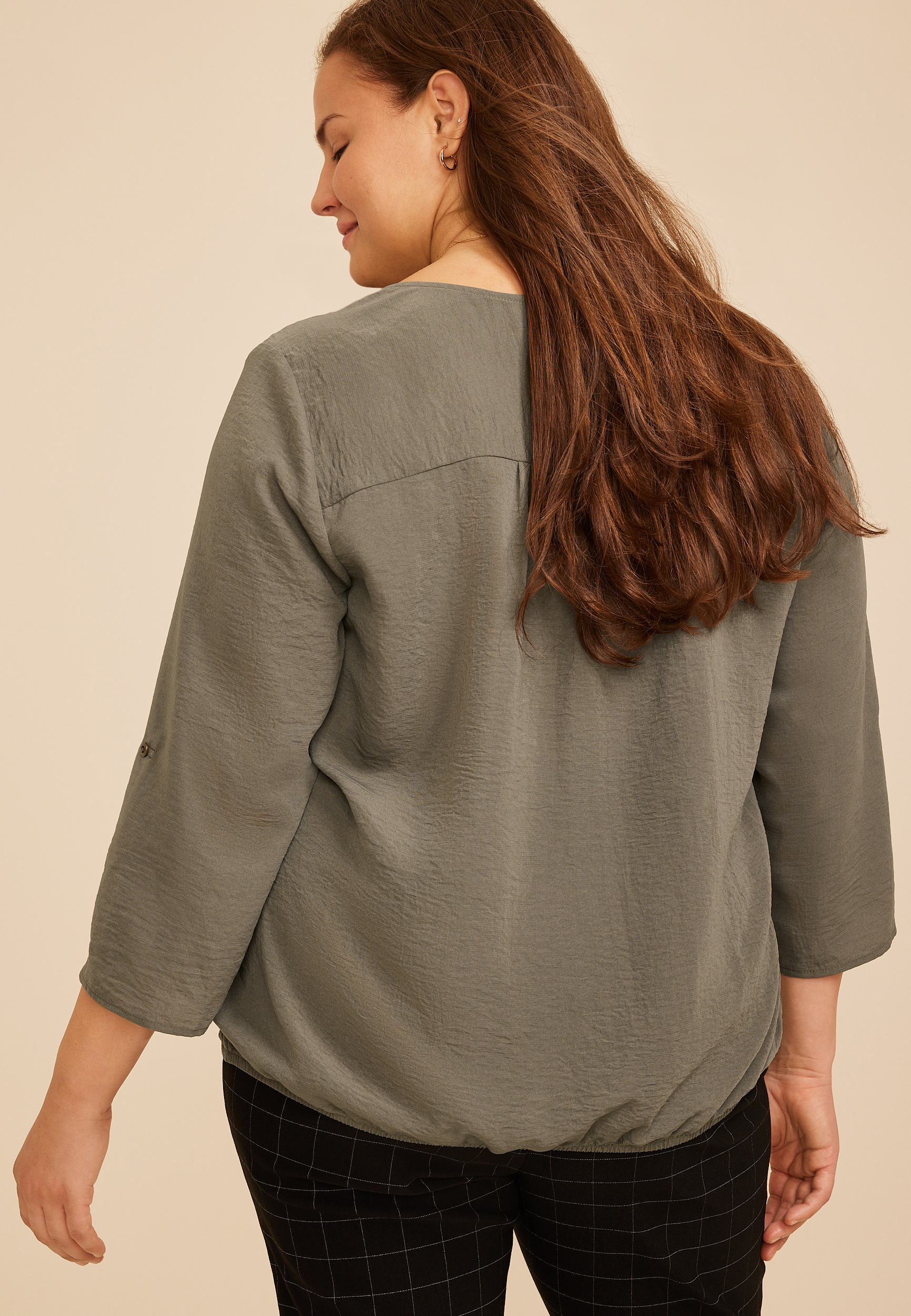 Plus Size Atwood 3/4 Bubble Hem Blouse, C6170, large