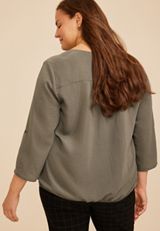 Plus Size Atwood 3/4 Bubble Hem Blouse, C6170, small