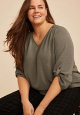 Plus Size Atwood 3/4 Bubble Hem Blouse, C6170, small