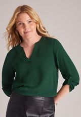 Atwood 3/4 Sleeve Notch Neck Blouse, C7147, small