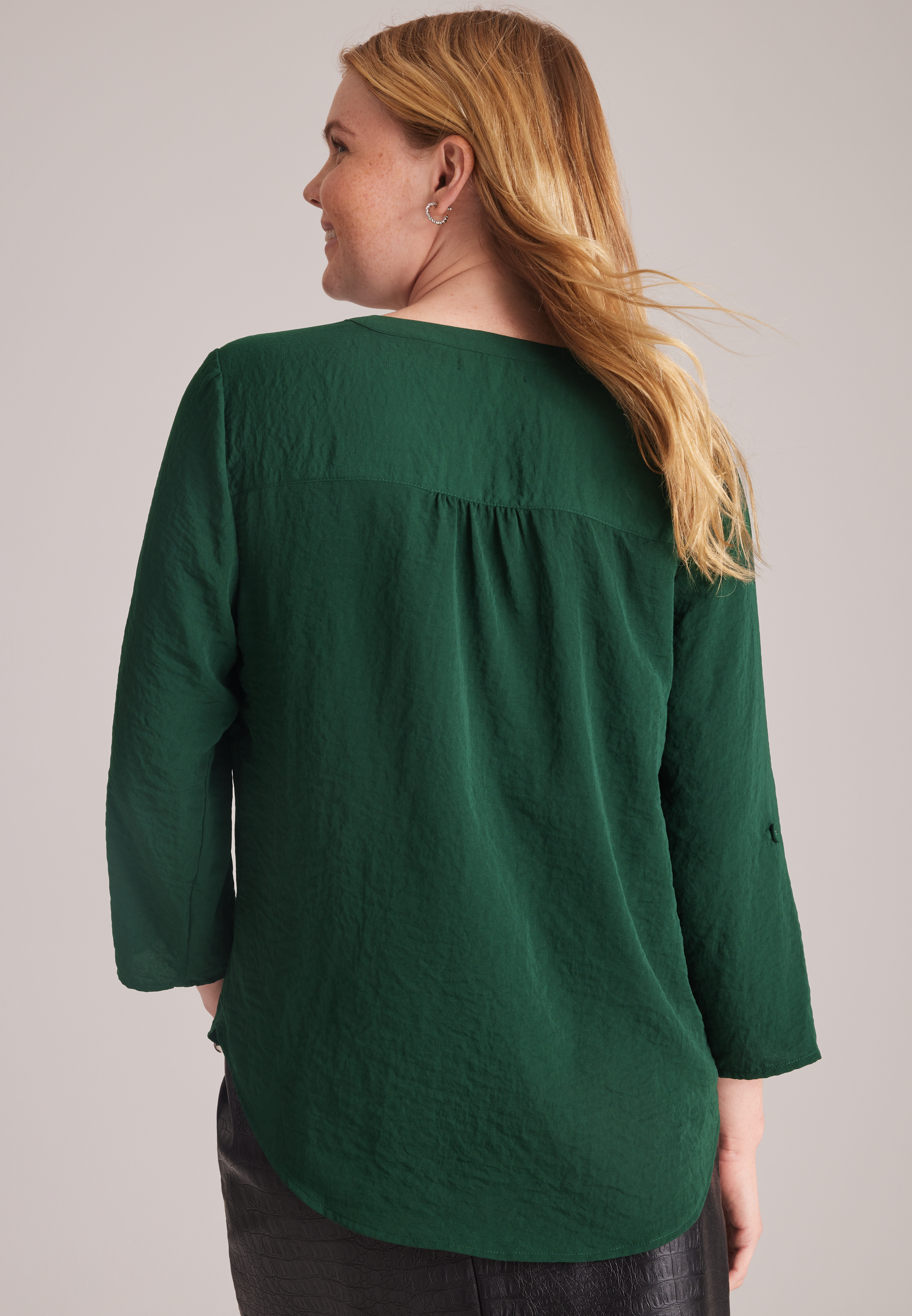 Atwood 3/4 Sleeve Notch Neck Blouse, C7147, large