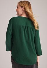 Atwood 3/4 Sleeve Notch Neck Blouse, C7147, small