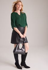 Atwood 3/4 Sleeve Notch Neck Blouse, C7147, small