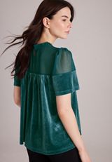 Velvet Crochet Yoke Top, C1149, small