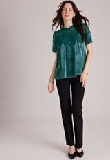 Velvet Crochet Yoke Top, C1149, small