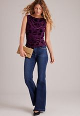 Studio Y Floral Flocked Mesh Tank Top, POTENT PURPLE, small