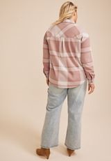Plus Size Knit Jacquard Plaid Button Front Shirt, C1265, small