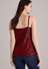 Sequin Cinch V Neck Cami, C1882, small