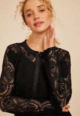 Lace Button Front Blouse, C106, small
