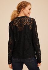 Lace Button Front Blouse, C106, small