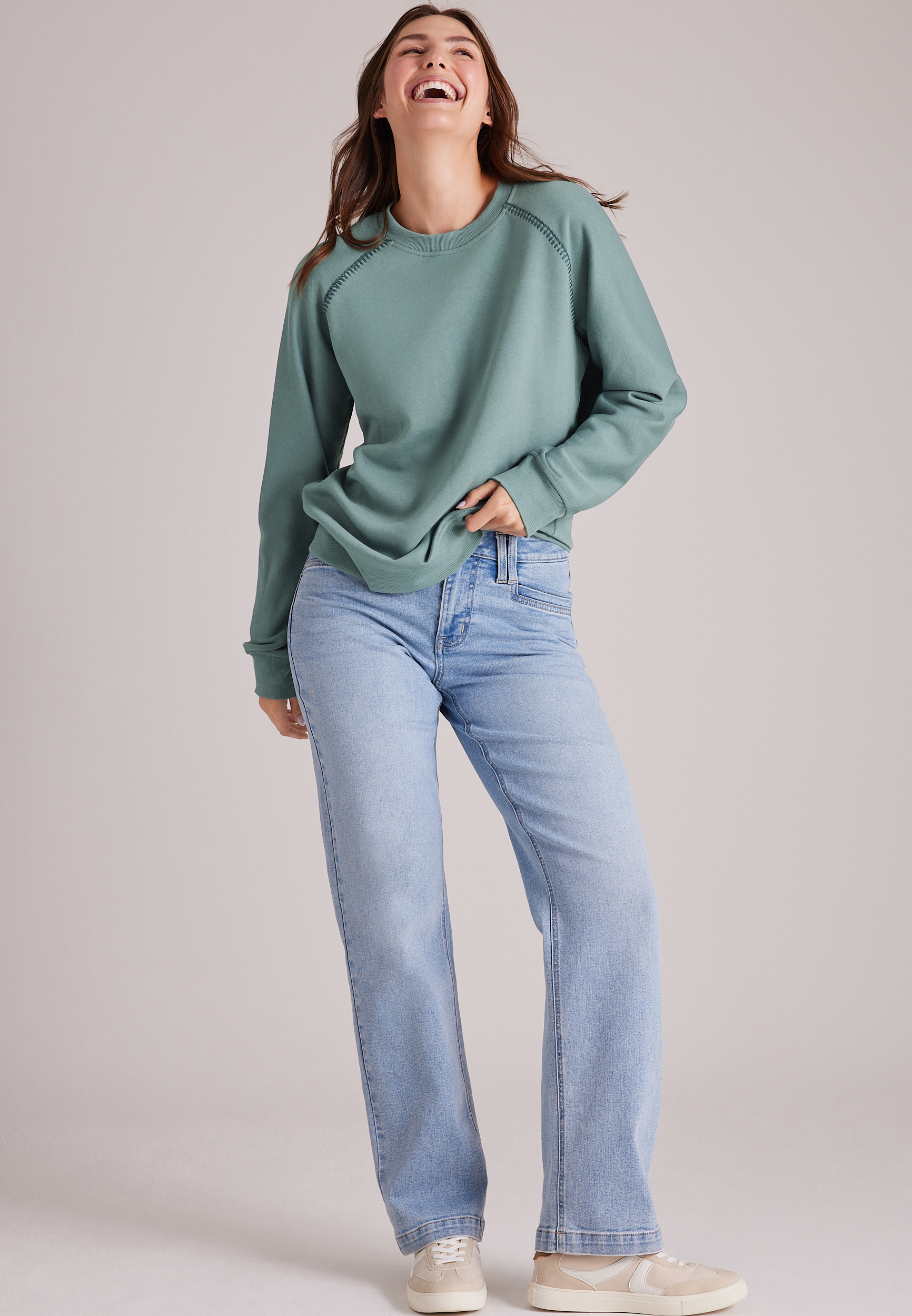 Whipstitch Crew Neck Sweatshirt, C7076, large