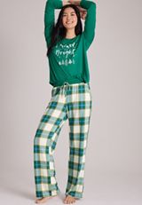 Merry And Bright Long Sleeve Top And Wide Leg Pajama, C6146, small