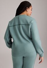 Plus Size Whipstitch Crew Neck Sweatshirt, C7076, small