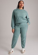 Plus Size Whipstitch Crew Neck Sweatshirt, C7076, small