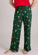 Peanuts Snoopy Holiday Hacci Wide Leg Pajama Pants, C5273, small