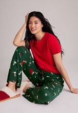 Peanuts Snoopy Holiday Hacci Wide Leg Pajama Pants, C5273, small