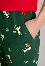 Peanuts Snoopy Holiday Hacci Wide Leg Pajama Pants, C5273, small
