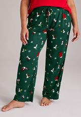 Plus Size Peanuts Snoopy Holiday Hacci Wide Leg Pajama Pants, C5273, small