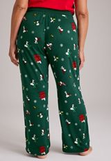 Plus Size Peanuts Snoopy Holiday Hacci Wide Leg Pajama Pants, C5273, small