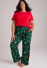 Plus Size Peanuts Snoopy Holiday Hacci Wide Leg Pajama Pants, C5273, small