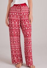 Fair Isle Hacci Wide Leg Pajama Pants, C7044, small