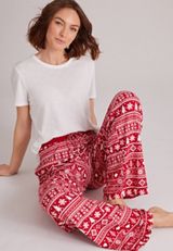 Fair Isle Hacci Wide Leg Pajama Pants, C7044, small