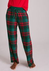 Holiday Plaid Hacci Wide Leg Pajama Pants, C5273, small